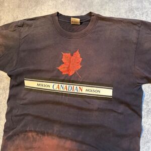 Vintage Molson Canadian Beer T-Shirt Cotton Fade Distressed Large